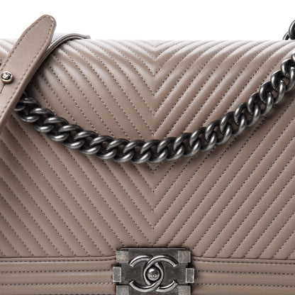 Chanel Calfskin Chevron Quilted New Medium Boy Flap Taupe 11 of 11