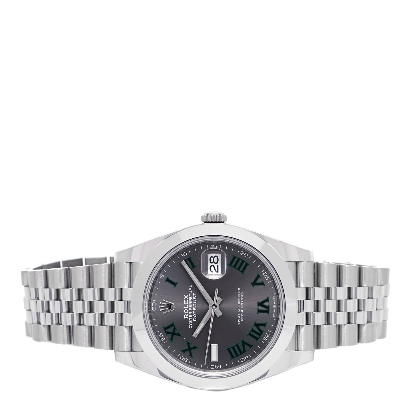Stainless Steel 41mm Oyster Perpetual Wimbledon Datejust Watch Slate 126300