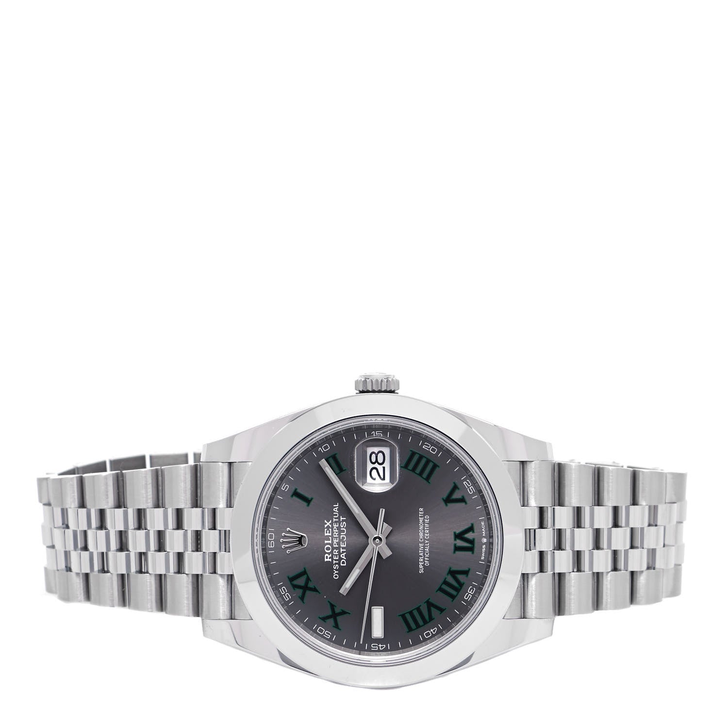 Rolex Stainless Steel 41mm Oyster Perpetual Wimbledon Datejust Watch Slate 126300 2 of 5