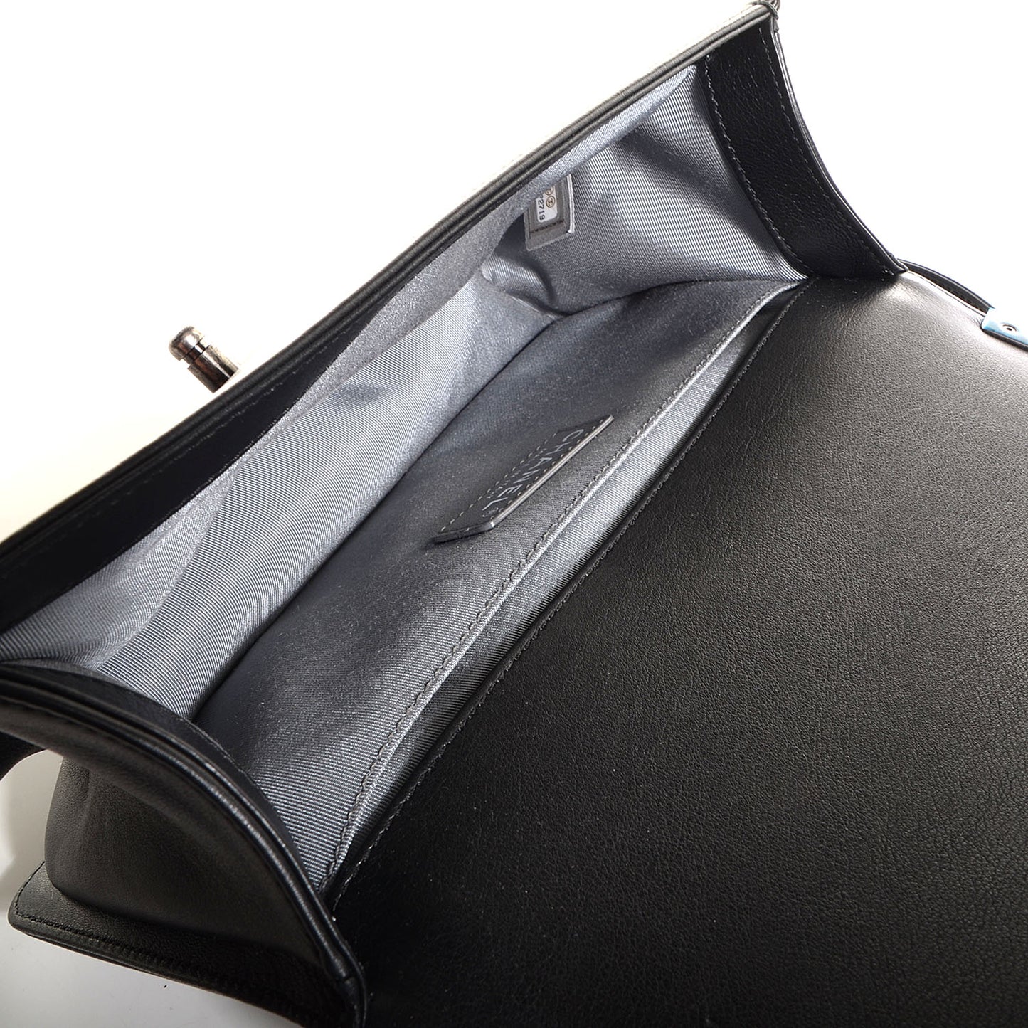 Calfskin Chevron Medium Boy Flap Black