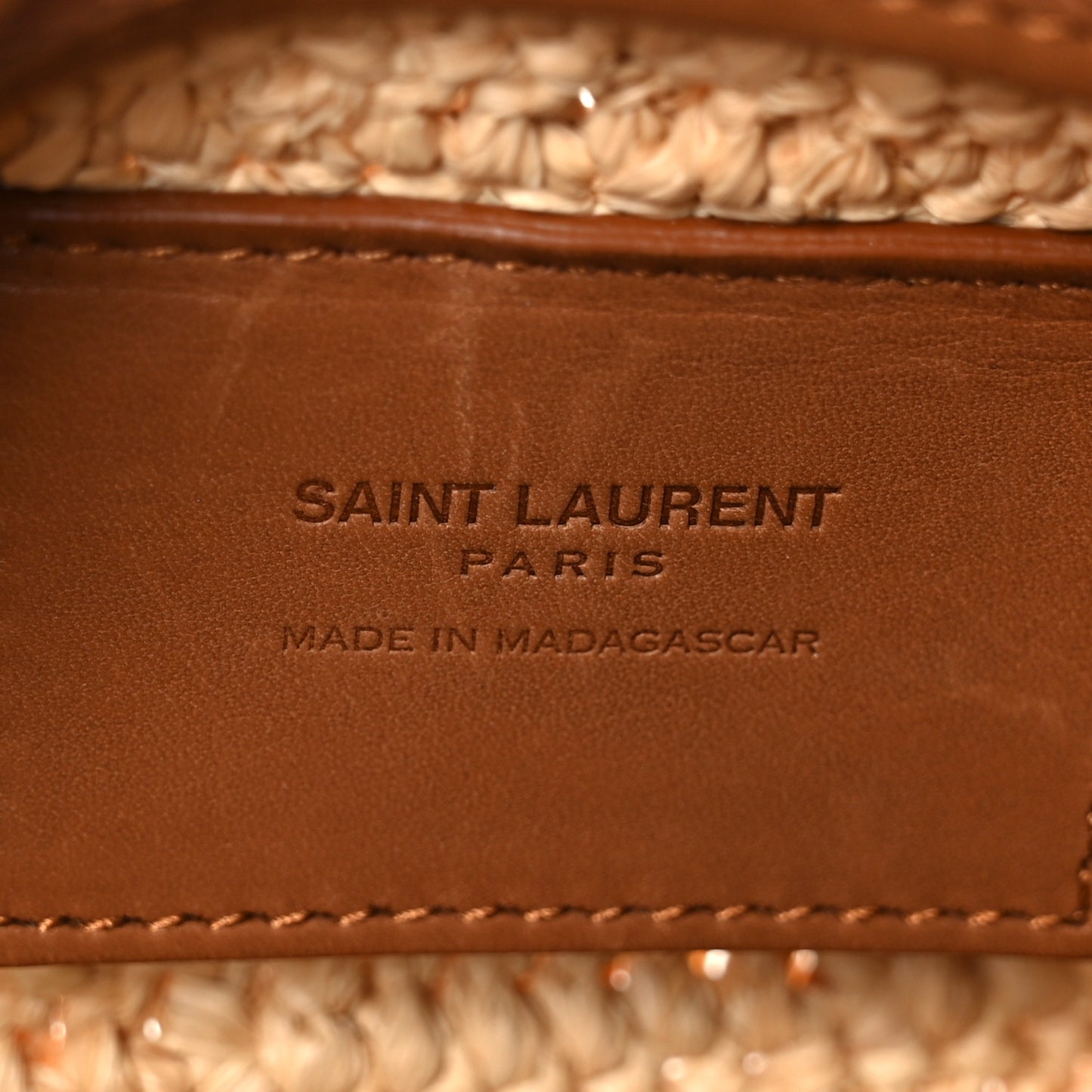 Raffia Monogram Cassandre Small Cylindric Bag Natural Brick