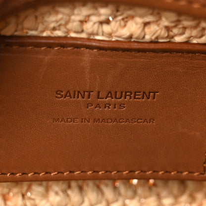 Saint Laurent Raffia Monogram Cassandre Small Cylindric Bag Natural Brick 6 of 11