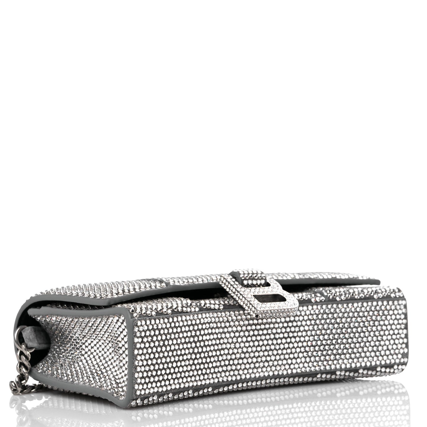 Strass Suede Hourglass Chain Bag Smoke Grey Crystal