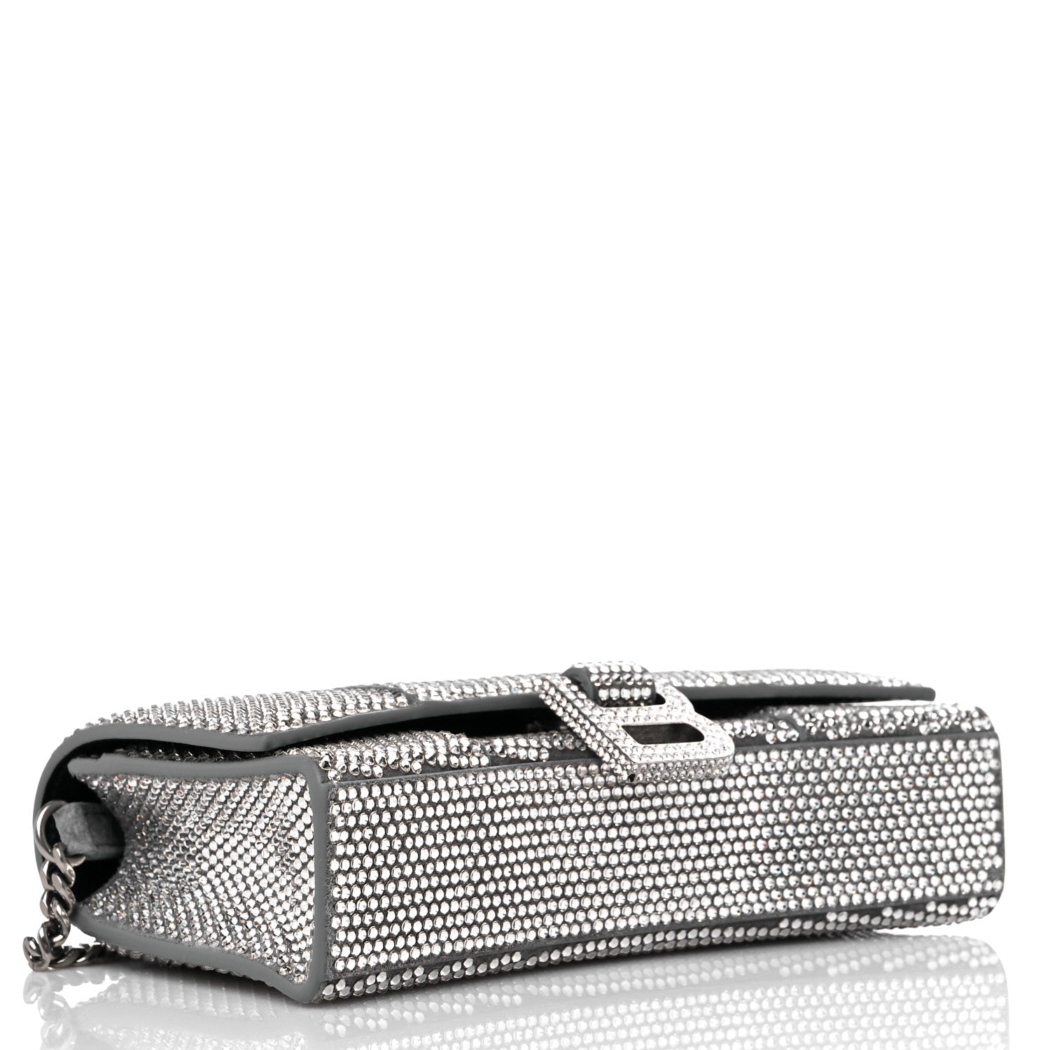 Balenciaga Strass Suede Hourglass Chain Bag Smoke Grey Crystal 4 of 9
