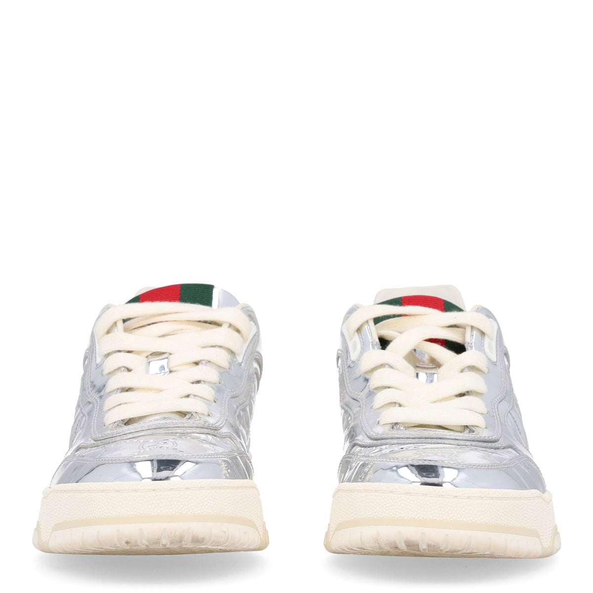 Guccissima Mirror Effect Womens Re-Web Sneakers 37 Silver