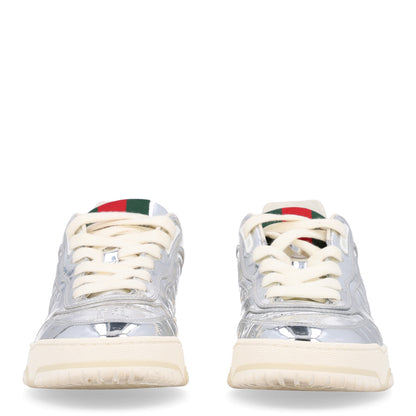 Gucci Guccissima Mirror Effect Womens Re-Web Sneakers 37 Silver 4 of 14
