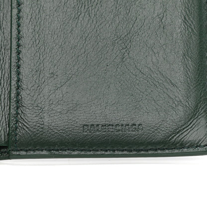Balenciaga Semi Matte Calfskin Crocodile Embossed Logo Cash Vertical Card Case Dark Green White 6 of 9