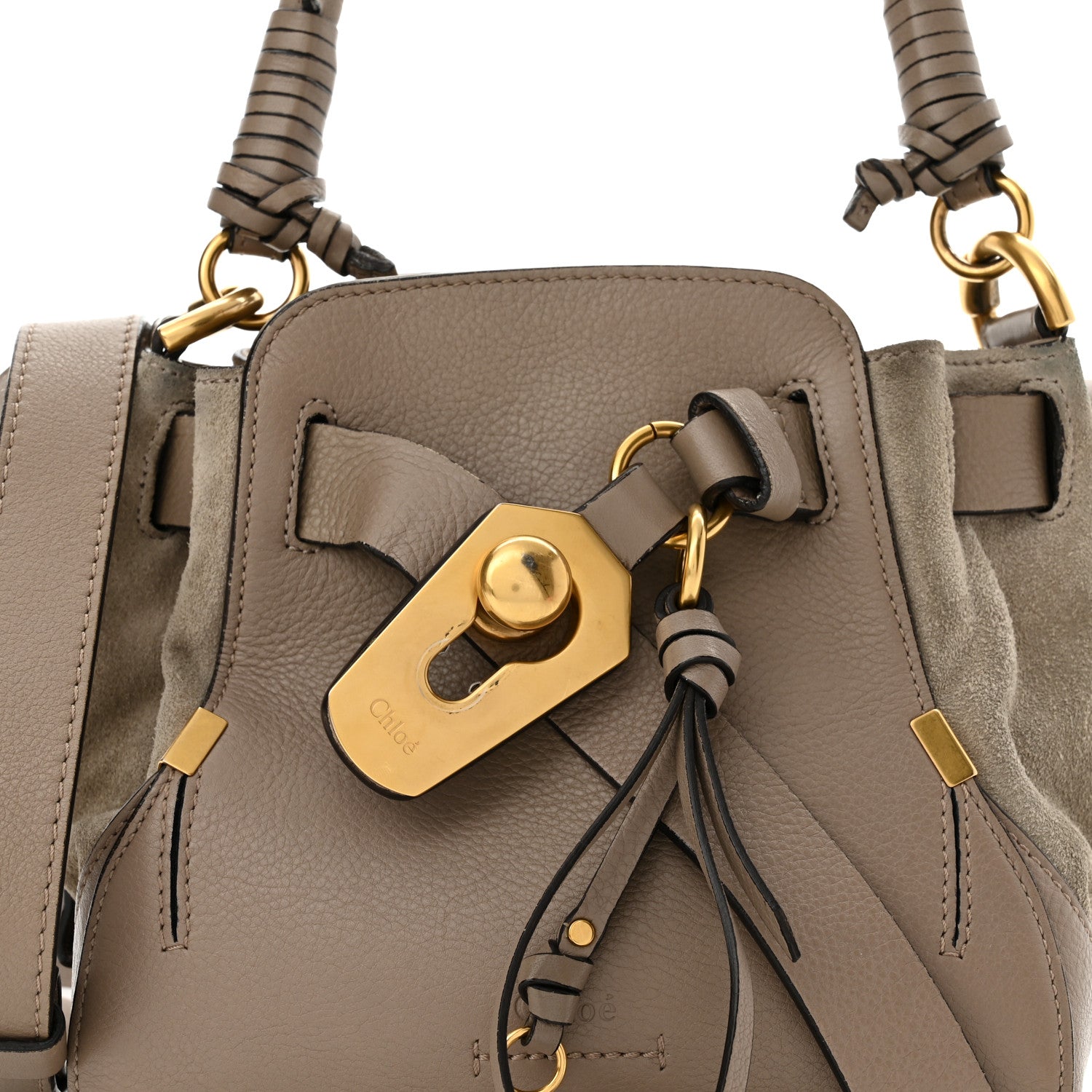 Chloe Suede Calfskin Small Owen Bucket Bag Motty Grey 8 of 11