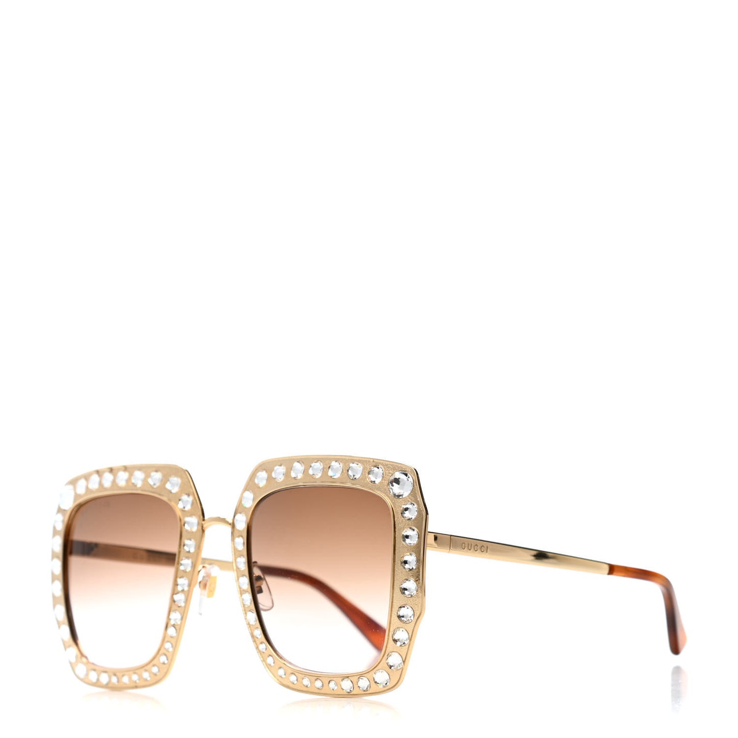 Metal Acetate Crystal Oversize GG0115S Sunglasses Gold