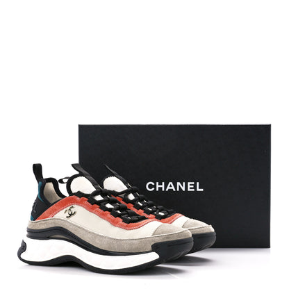Chanel Fabric Suede CC Sneakers 38 White Light Grey Pink 9 of 9