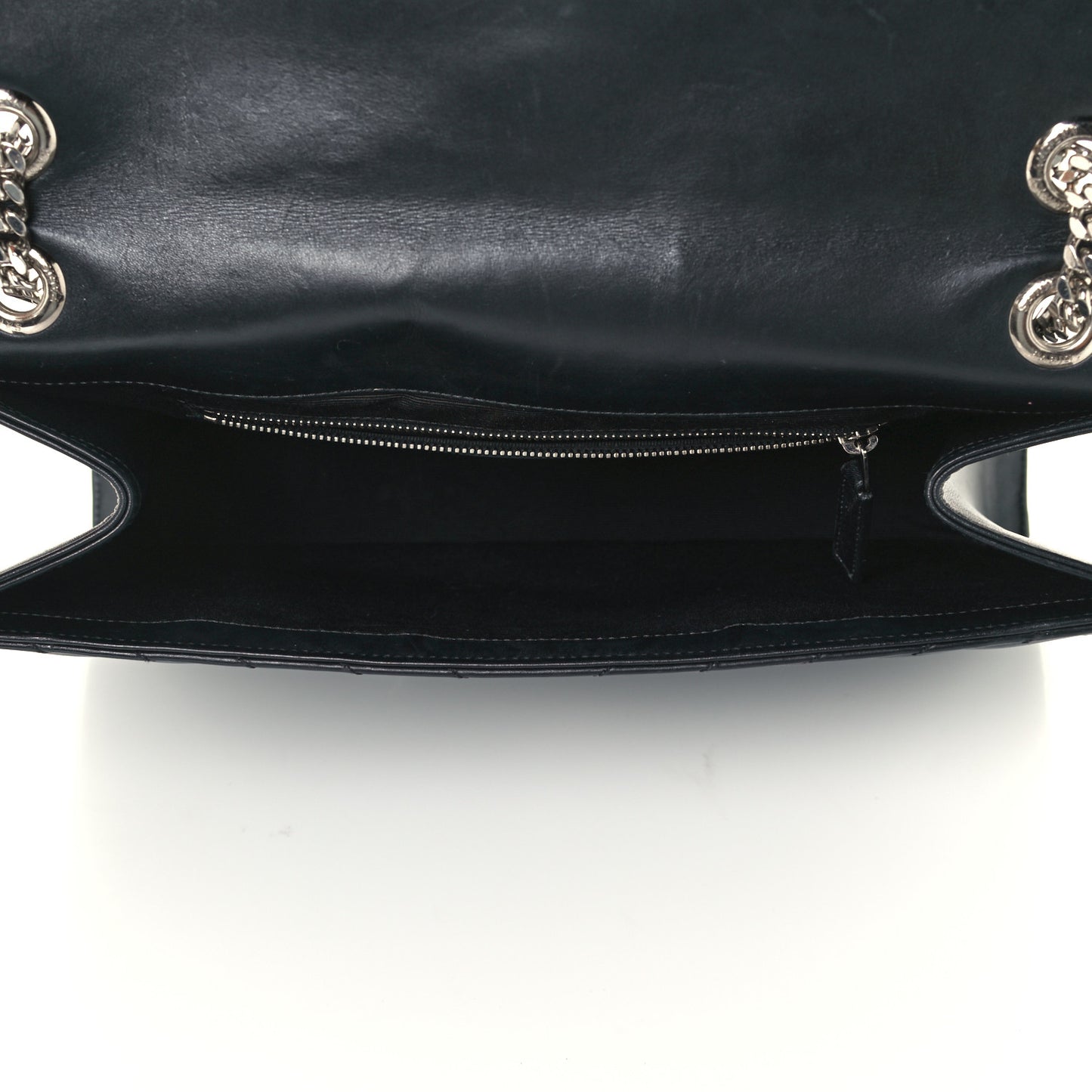 Smooth Calfskin Matelasse Chevron Large Monogram Satchel Black
