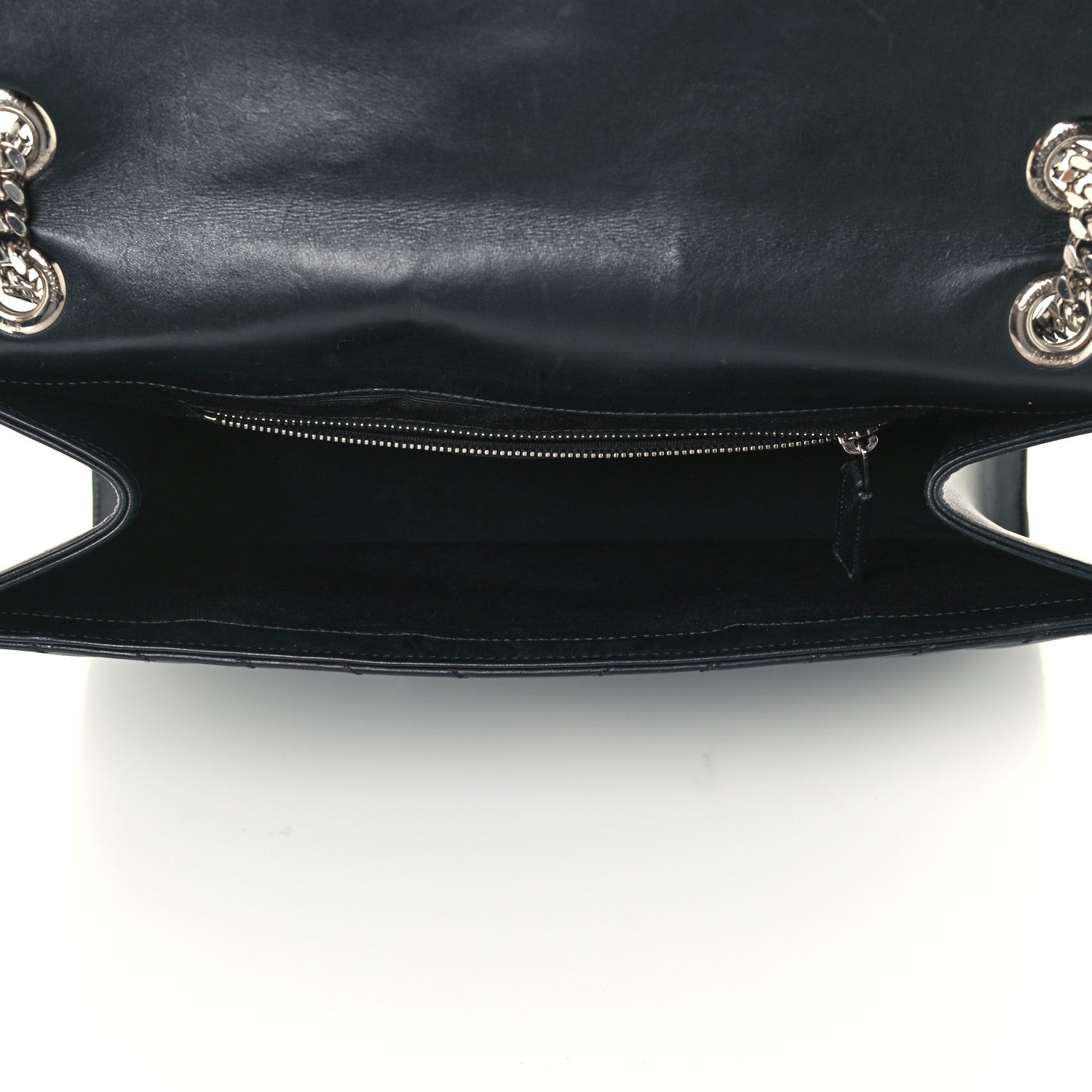 Saint Laurent Smooth Calfskin Matelasse Chevron Large Monogram Satchel Black 5 of 11