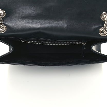 Saint Laurent Smooth Calfskin Matelasse Chevron Large Monogram Satchel Black 5 of 11