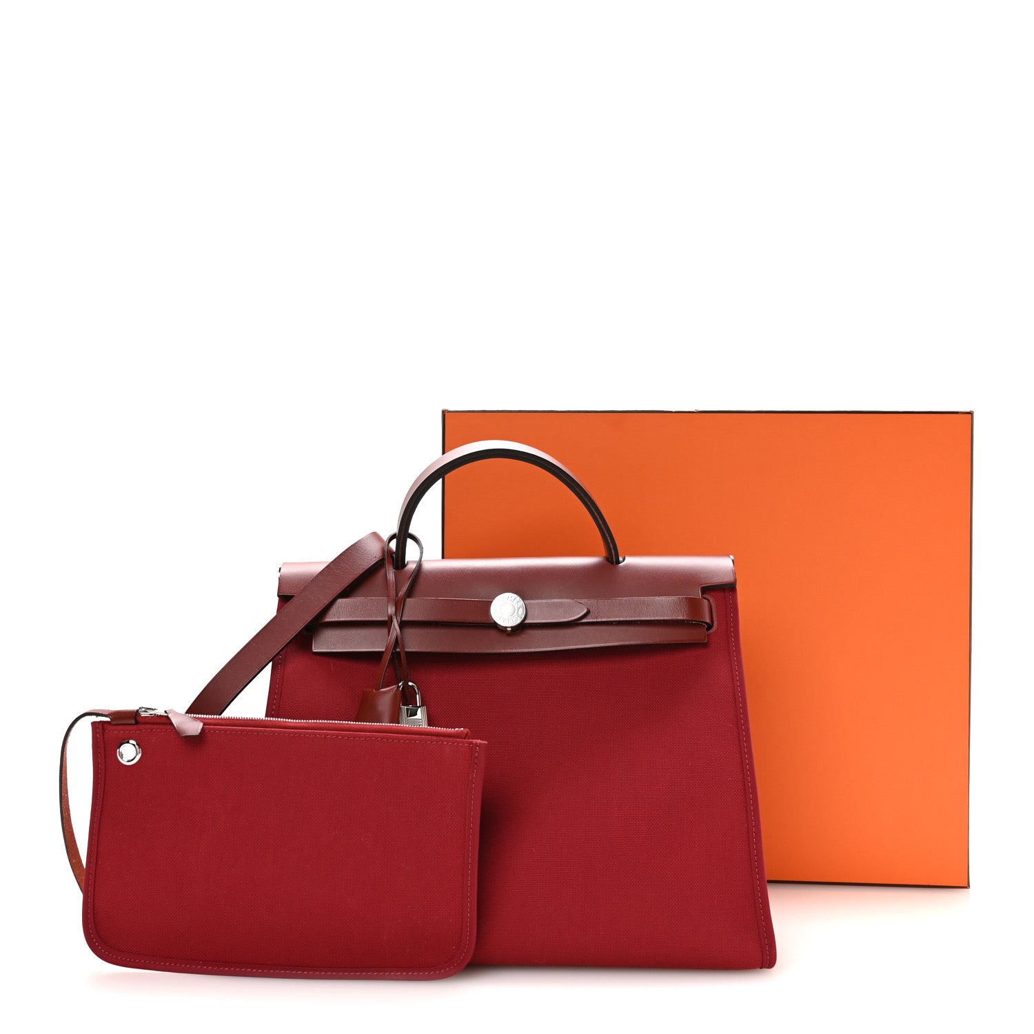 Hermes Vache Hunter Toile Herbag Zip 31 PM Rouge H 12 of 12