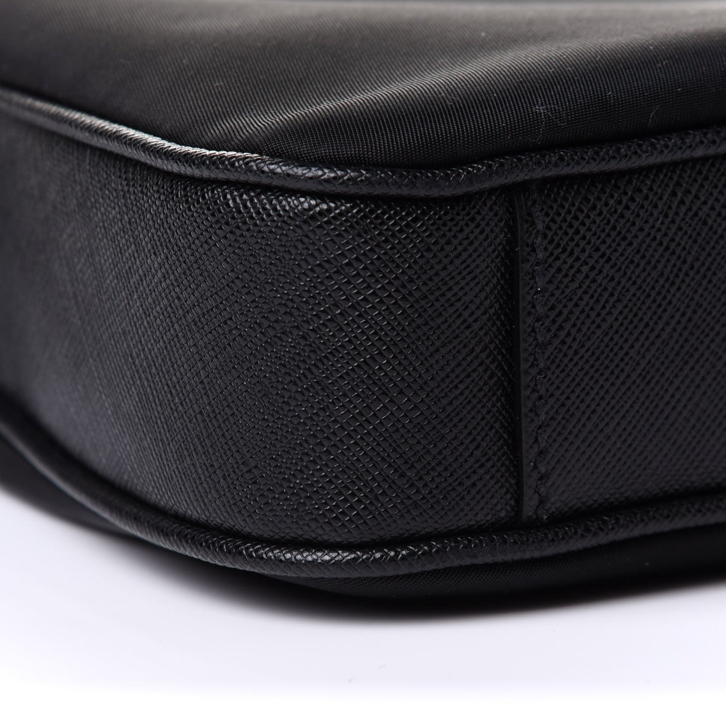 Tessuto Nylon Saffiano Metal Triangle Logo Work Bag Black