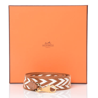 Hermes Toile Swift 25mm Sangle ZigZag Shoulder Strap Gold White 5 of 5