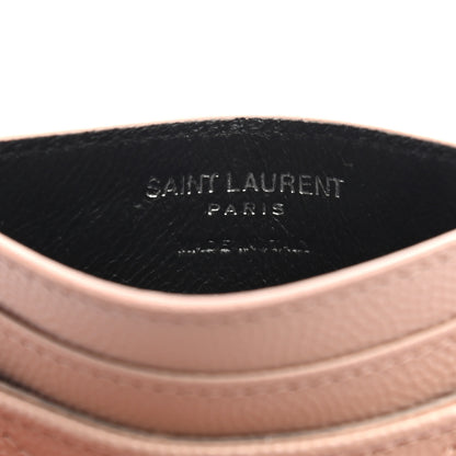 Saint Laurent Grain De Poudre Matelasse Chevron Monogram Credit Card Case Pale Pink 6 of 7