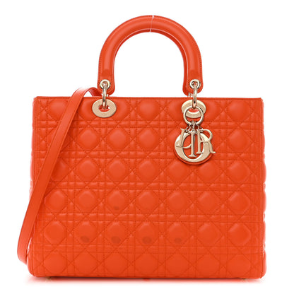 Christian Dior Lambskin Cannage Large Lady Dior Orange 1 of 12
