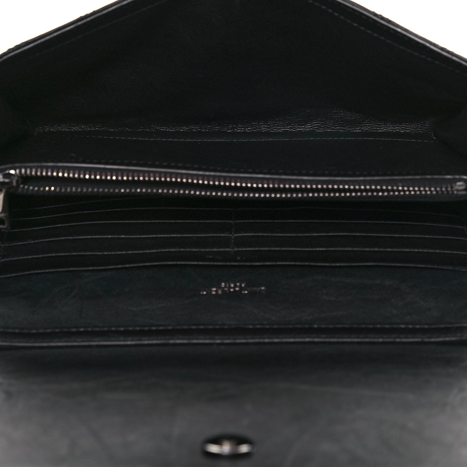 Saint Laurent Lambskin Diamond Quilted Becky Chain Wallet Black 5 of 13