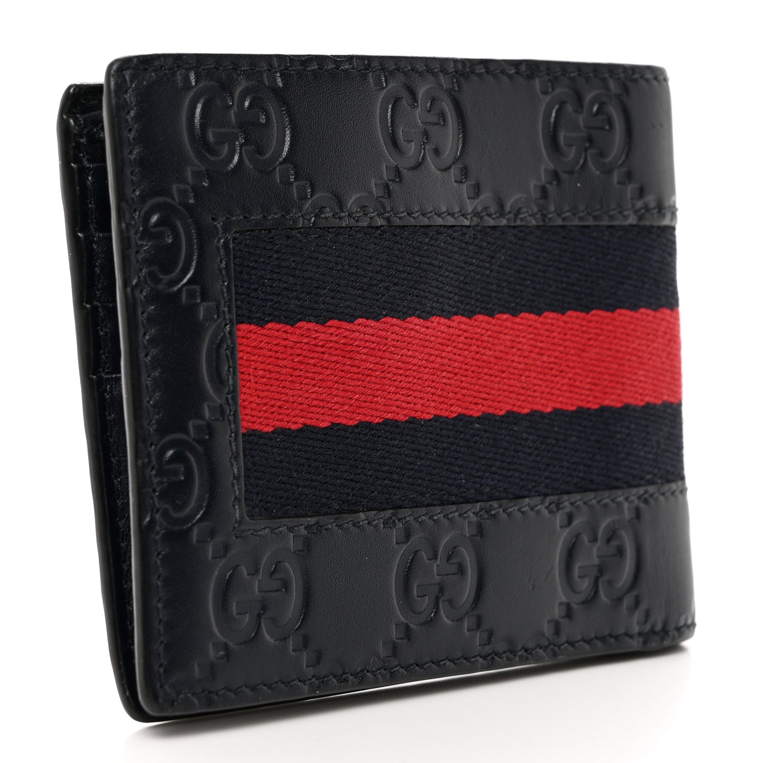 Gucci Guccissima Signature Web New Web Bi-Fold Wallet Blue 3 of 7