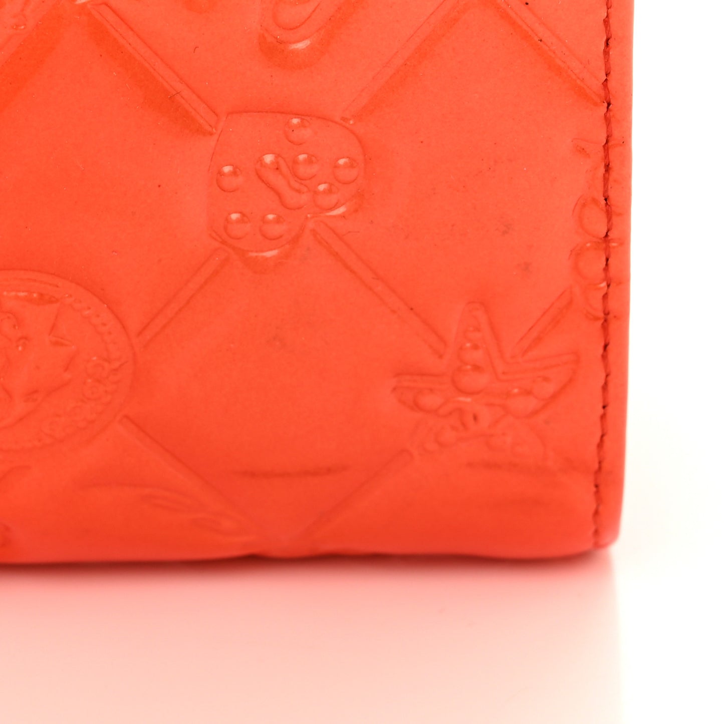 Patent Calfskin Lucky Symbols Pochette Coral