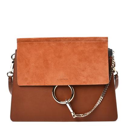 Chloe Suede Calfskin Medium Faye Shoulder Bag Tobacco 1 of 7