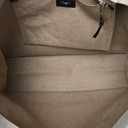 Saint Laurent Linen Calfskin Rive Gauche Tote Optic White 5 of 8