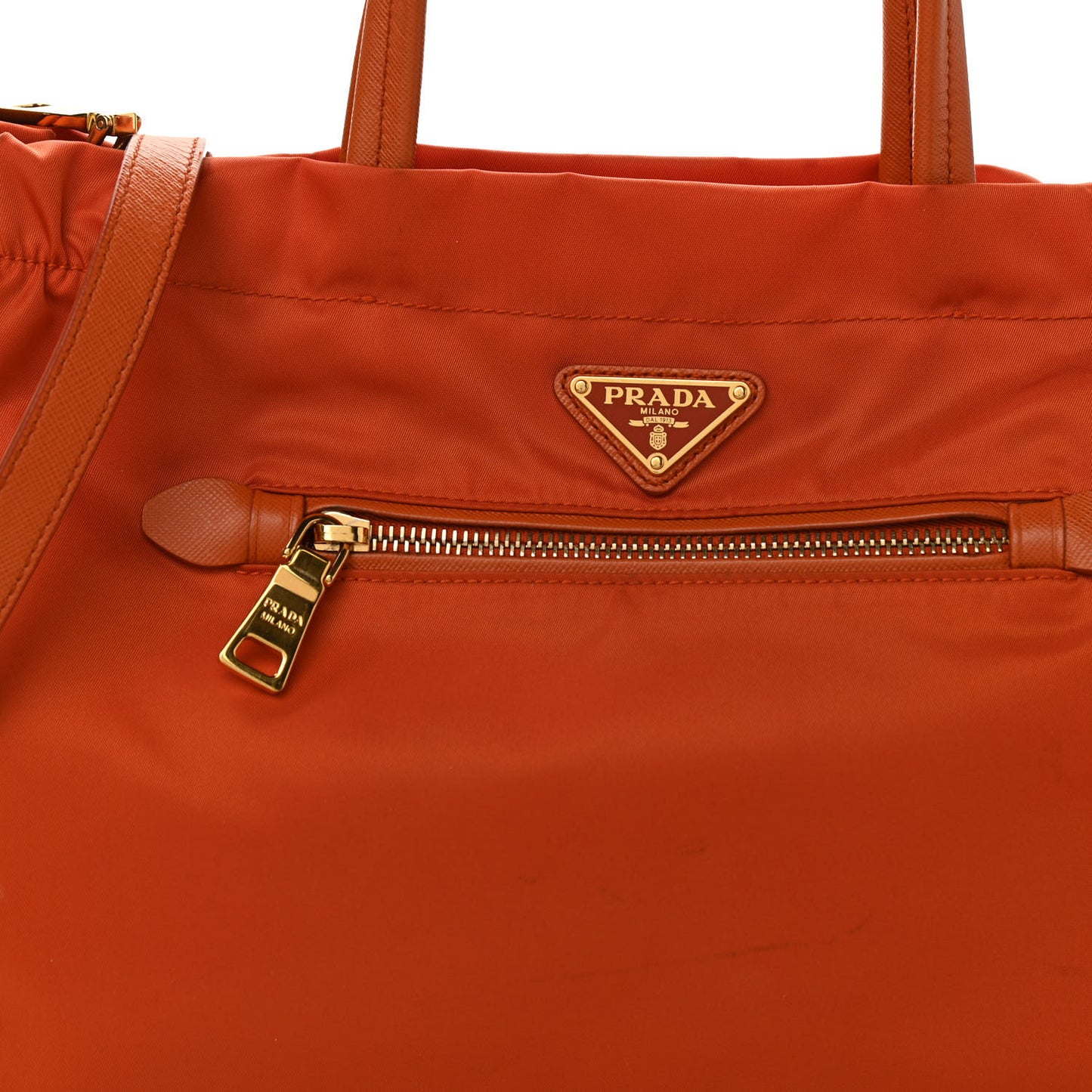 Saffiano Tessuto Nylon Shopping Satchel Orange