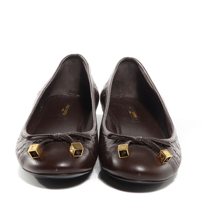 Louis Vuitton Calfskin Embossed Monogram Debbie Ballerina Flats 38.5 Brown 2 of 7