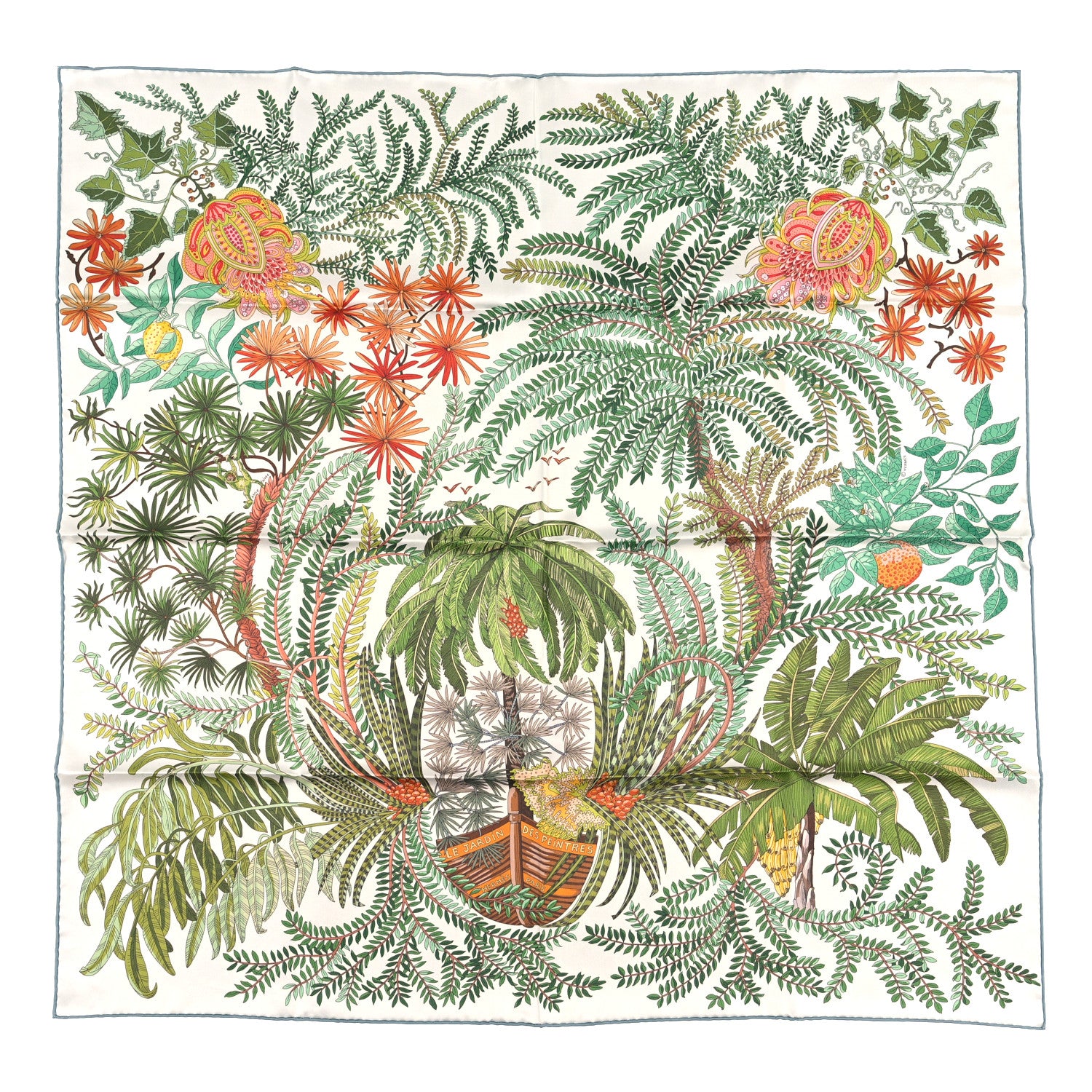 Hermes Silk Le Jardin Des Peintres Double Face Scarf 90 1 of 4
