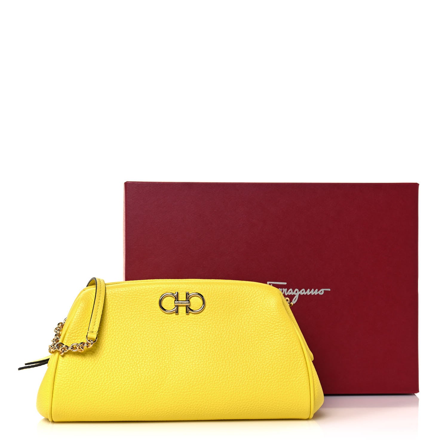 Salvatore Ferragamo Calfskin Small Gancini Crossbody Canary Yellow 12 of 12