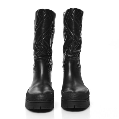 Hermes Suede Goatskin Quilted Fuji Boots 38.5 Black 2 of 7