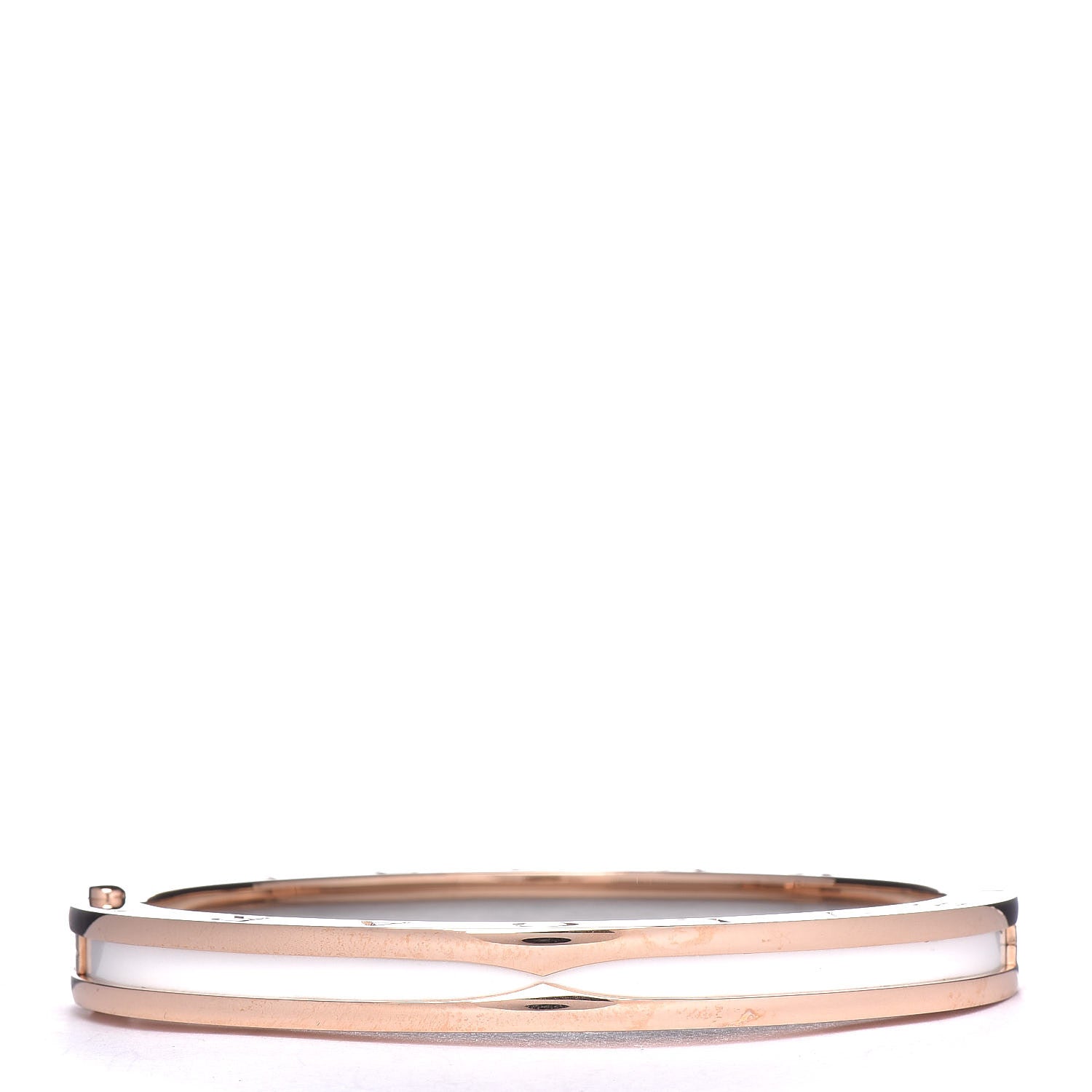 Bulgari 18K Rose Gold White Ceramic B.Zero1 Bangle Bracelet M 3 of 5