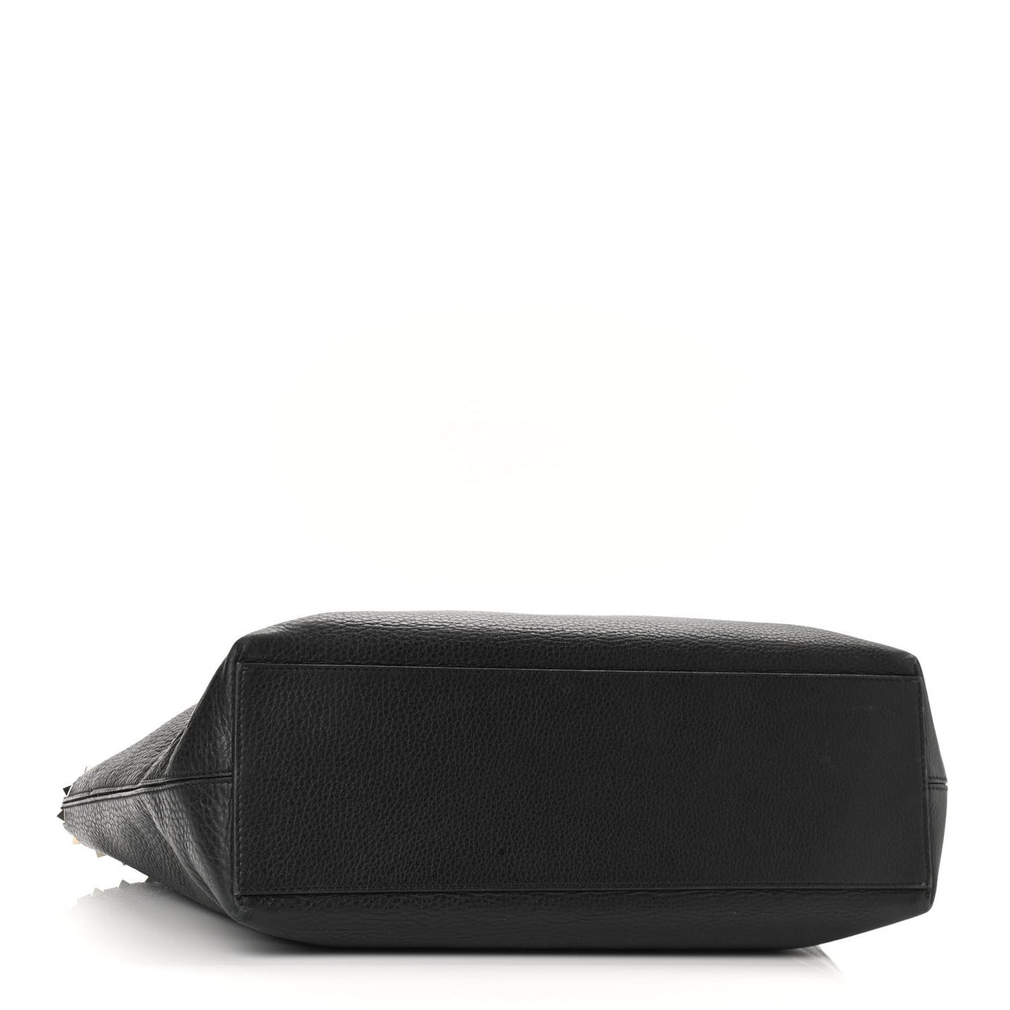 Grained Calfskin Rockstud Shoulder Tote Black