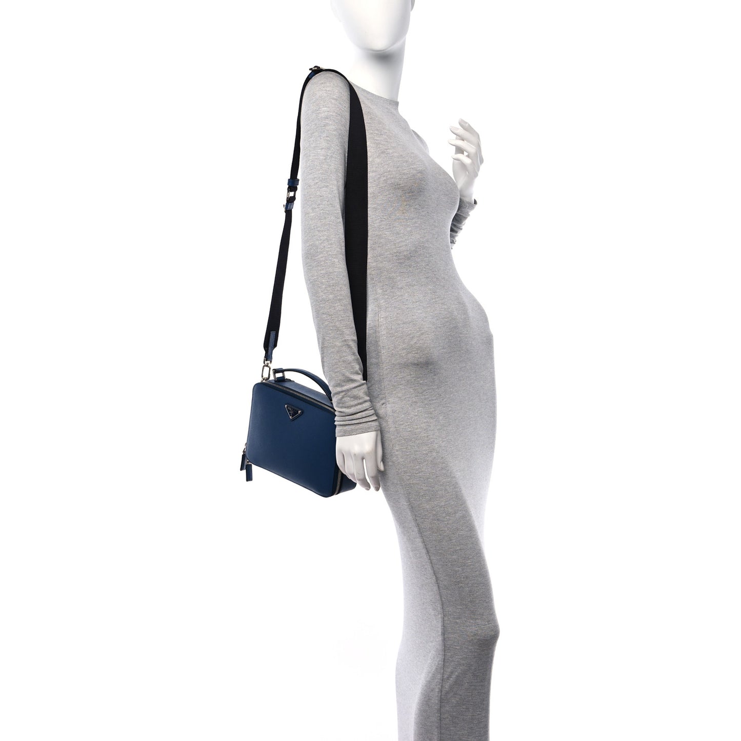 Saffiano Travel Medium Brique Crossbody Bag Bluette