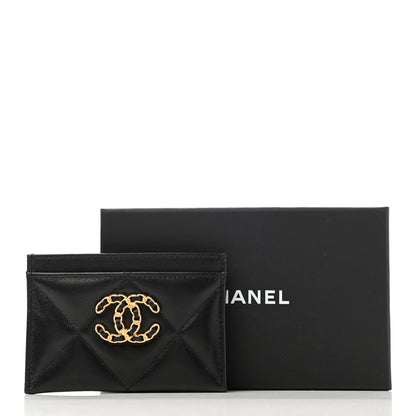 Chanel Lambskin Quilted Chanel 19 Card Holder Black 10 of 10