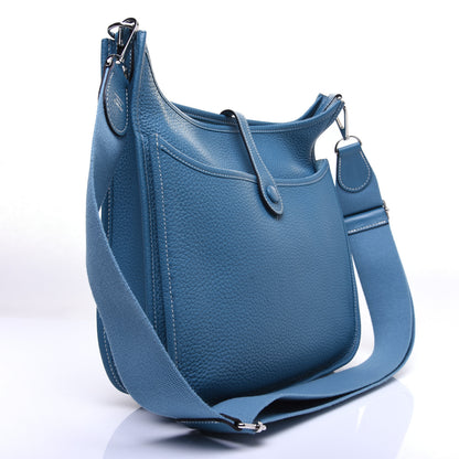Hermes Taurillon Clemence Evelyne III PM Blue Jean 3 of 11