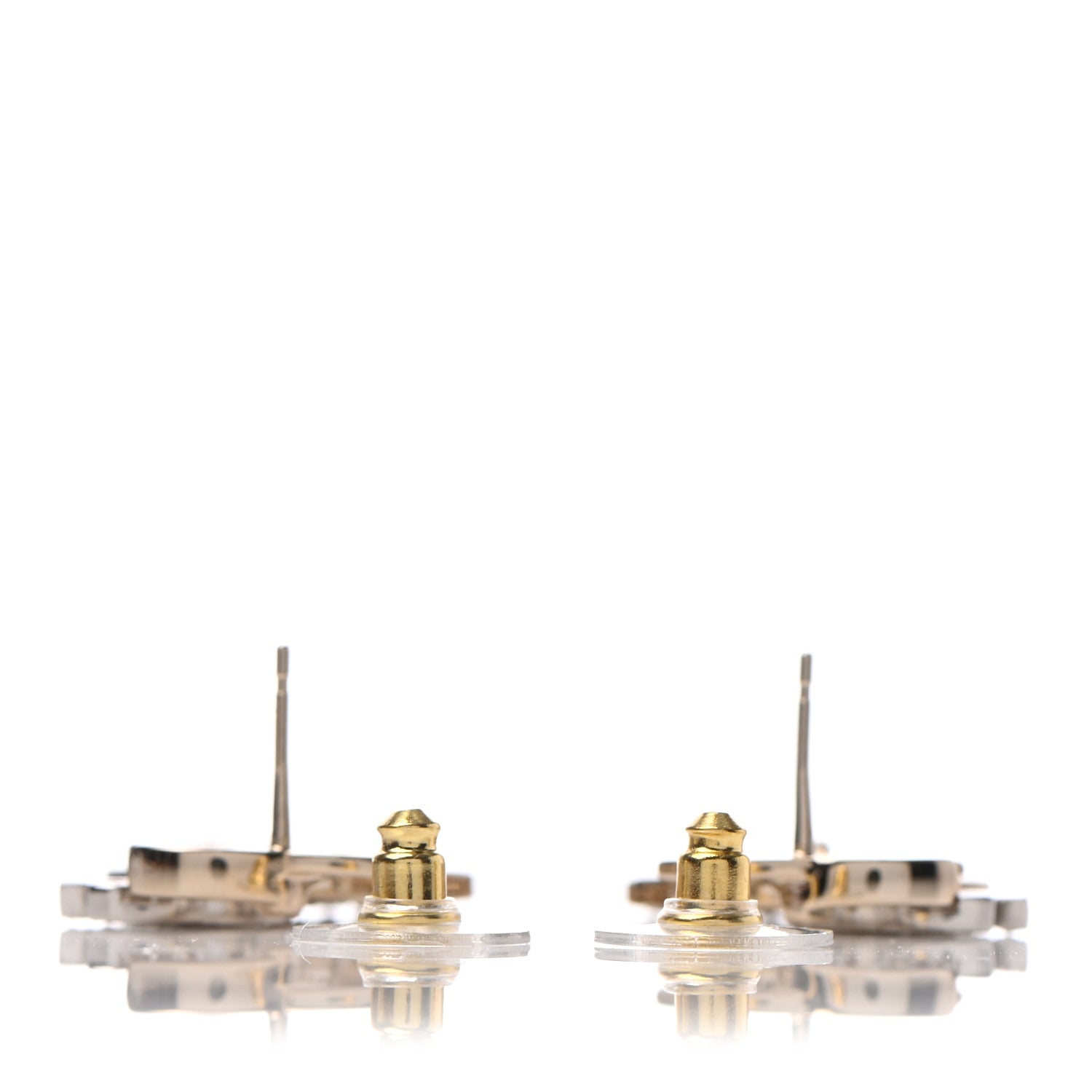 Chanel Crystal Pearl Double CC Drop Earrings Gold Silver 3 of 4