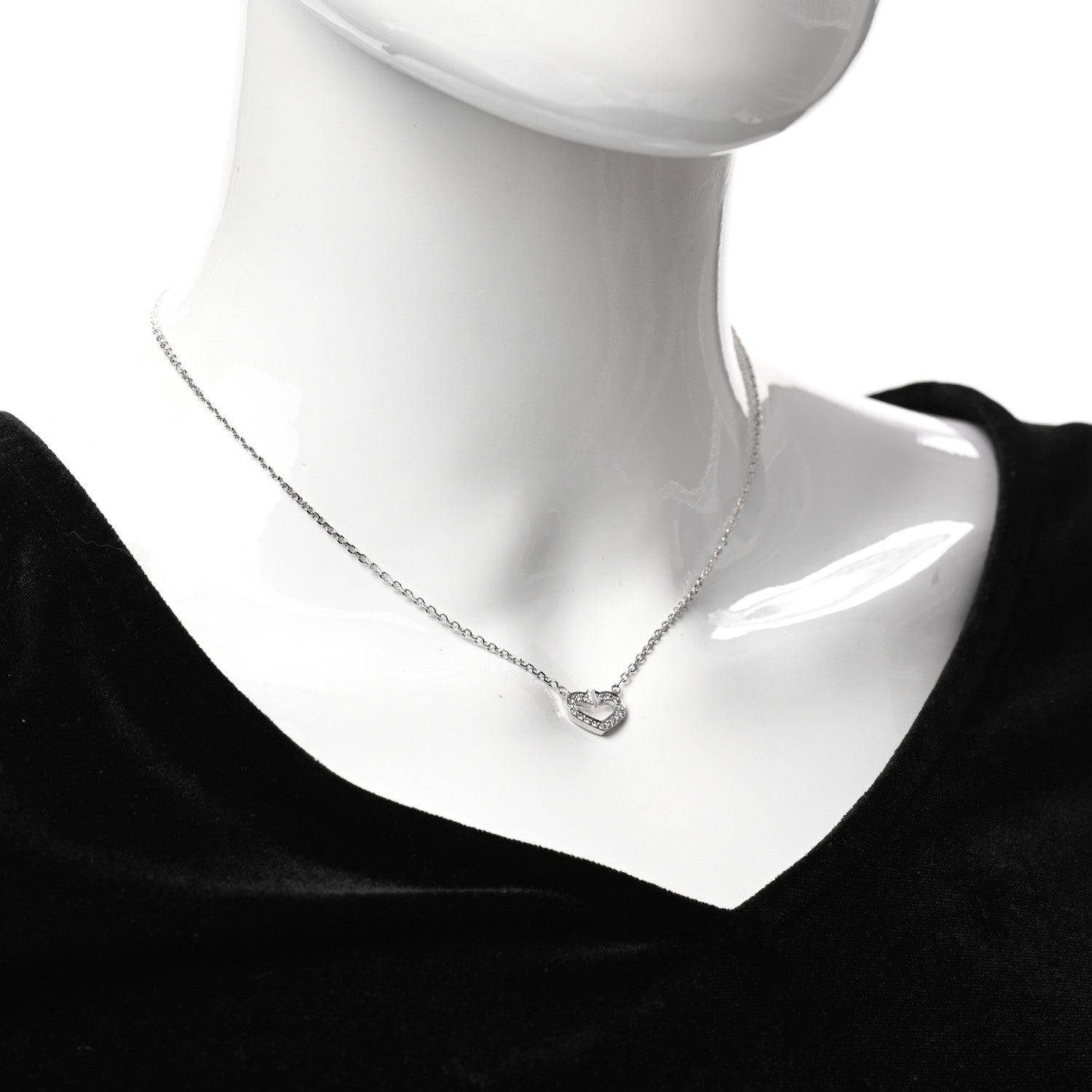 Cartier 18K White Gold Diamond Small Hearts and Symbols Pendant Necklace 2 of 5