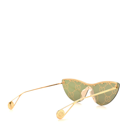 Gucci Metal Rimless Star Studded Monogram 90mm Cat Eye GG0666S Sunglasses Mirror Purple 4 of 7