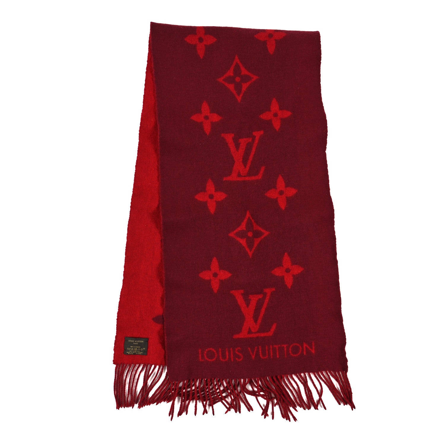 Louis Vuitton Cashmere Monogram Reykjavik Scarf Cherry 2 of 3