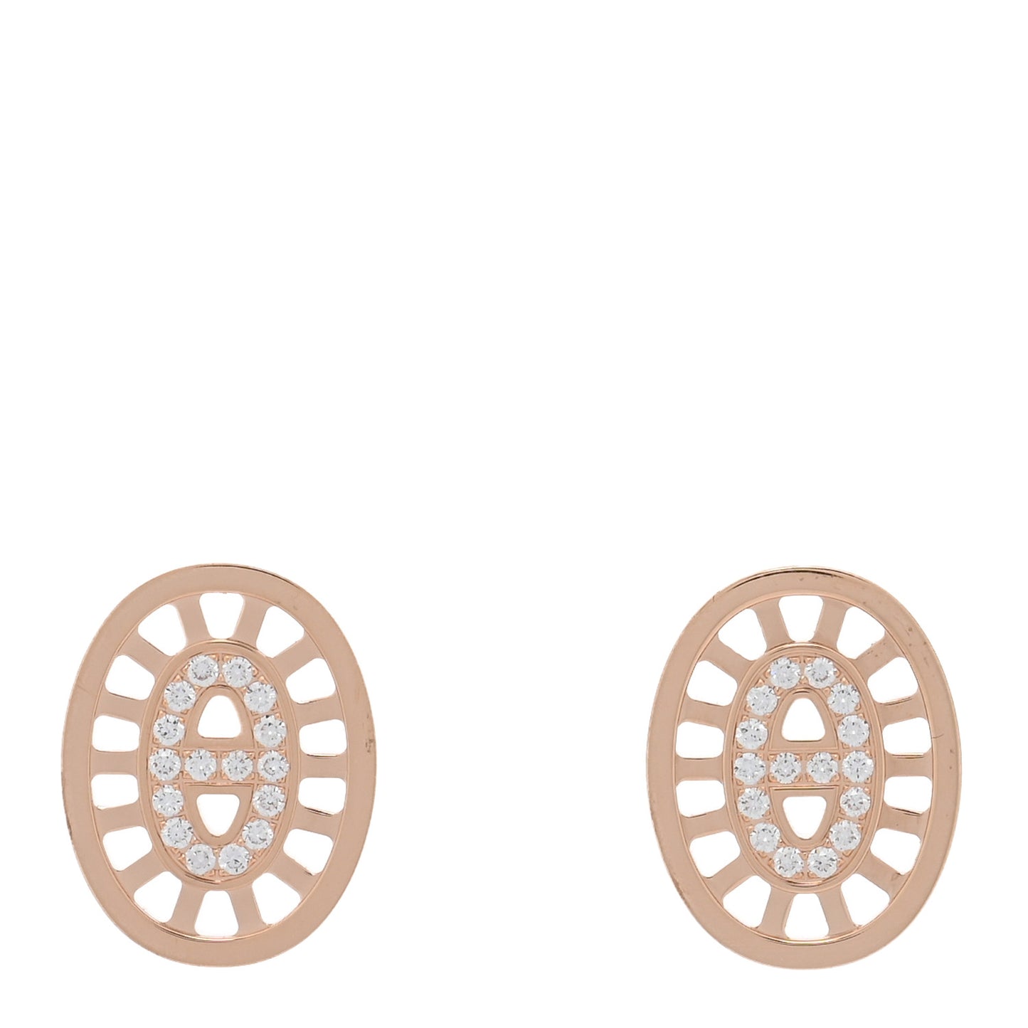 18K Rose Gold Diamond Chaine d'Ancre Divine Stud Earrings