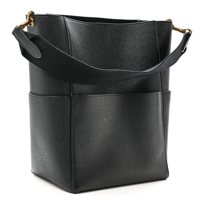 Celine Soft Grained Calfskin Sangle Bucket Bag Black 3 of 9