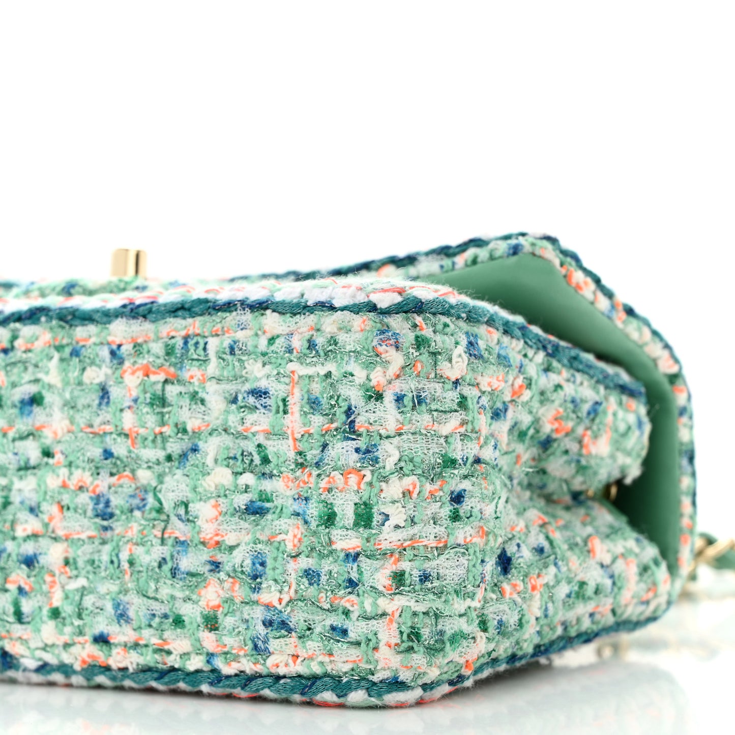 Tweed Quilted Mini Rectangular Flap Green White Blue Orange