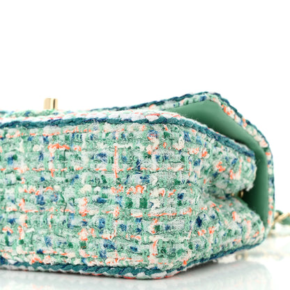 Chanel Tweed Quilted Mini Rectangular Flap Green White Blue Orange 10 of 13