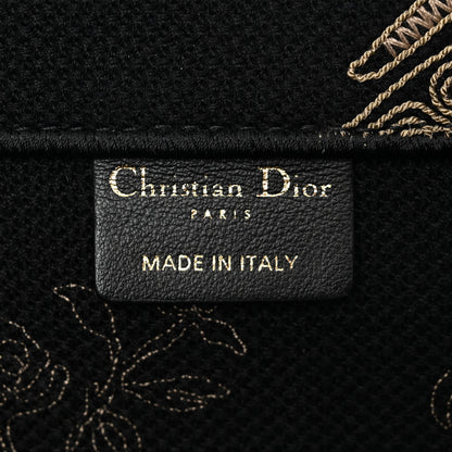Christian Dior Canvas Embroidered Large Ornamental Cornely Book Tote Black Beige 6 of 11