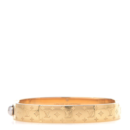 Louis Vuitton Brass Monogram Nanogram Cuff S Gold 1 of 6