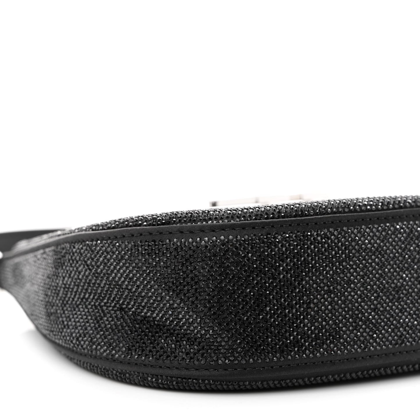 Calfskin Satin Crystal Embellished Small Legacy Glitter Hobo Black