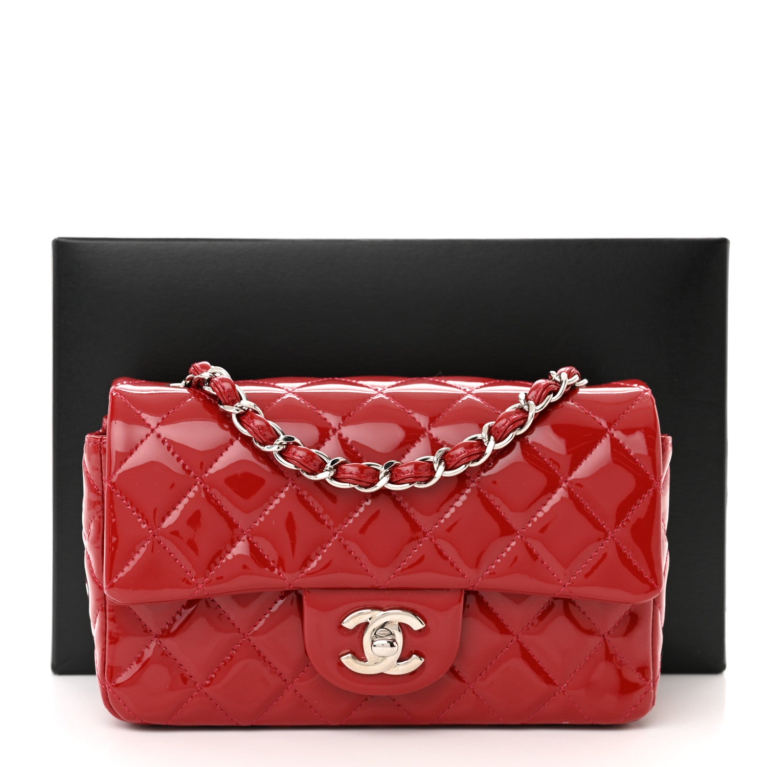 Chanel Patent Calfskin Quilted Mini Rectangular Flap Red 11 of 11