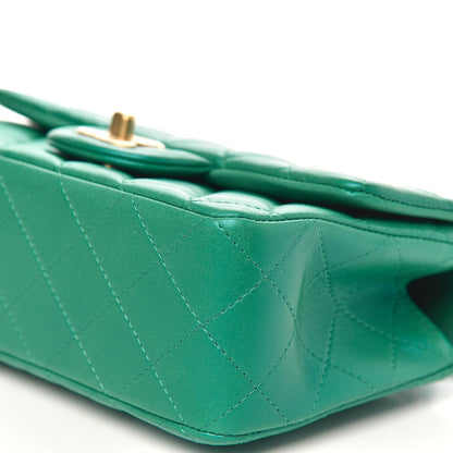 Chanel Iridescent Lambskin Quilted Mini Top Handle Rectangular Flap Green 10 of 11